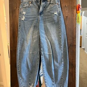 Blank NYC Light Blue Distressed Barrel Jeans